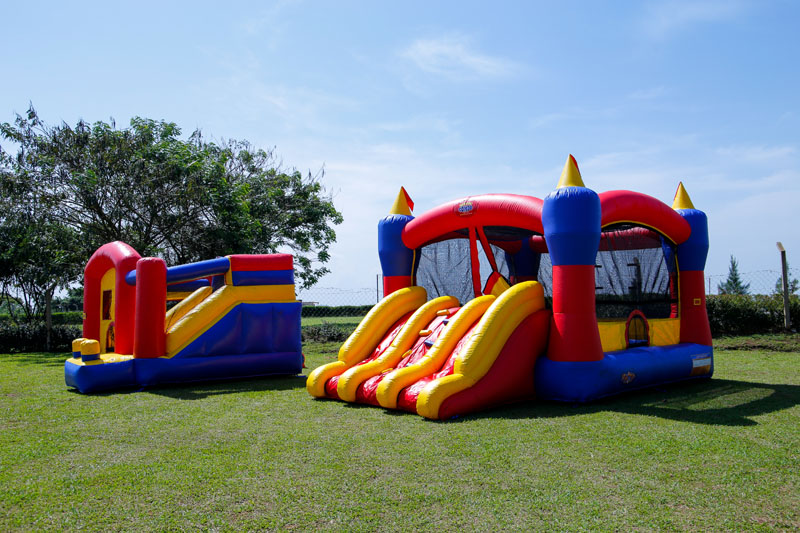 Inflatable slides at Maya Nature Resort.