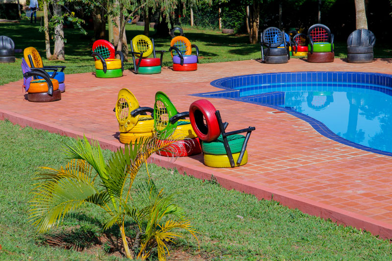 Poolside loungers at Maya Nature Resort.